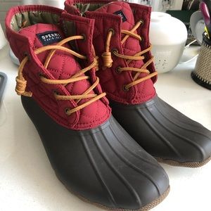 Red Sperry Duck Boots